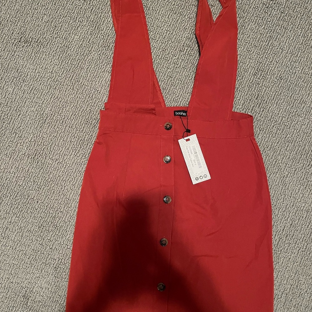 Plunge Front Pinafore Dress